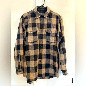 PENDLETON Flannel Size M - 100% Wool - Black & Tan - GENUINE PENDLETON